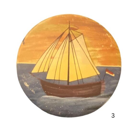 Vintage Painted Ceramic Sailboat Coasters (Set of 4) - Picture 5 of 6